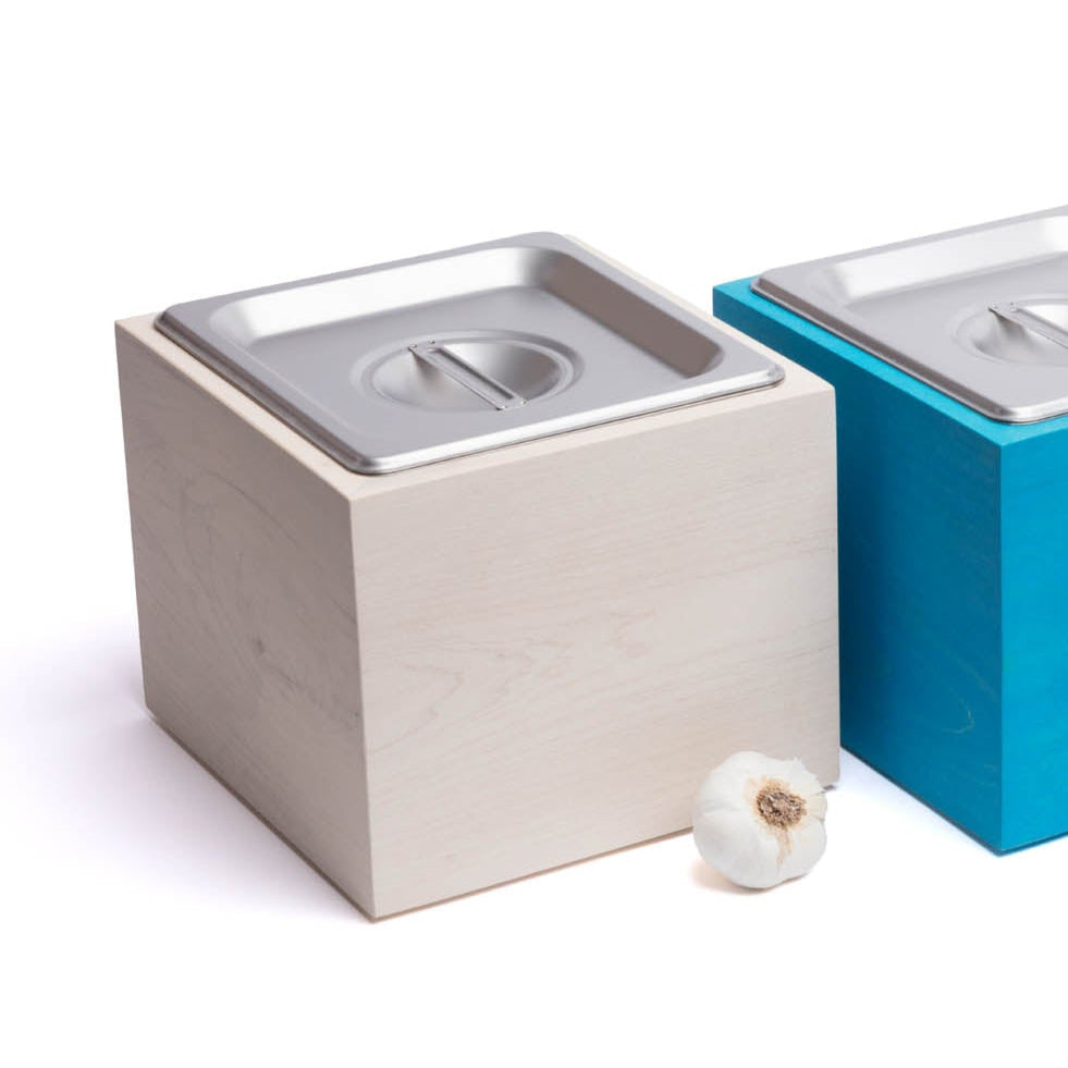 Countertop Compost Bin - Noaway© in Magnolia Wood and Stainless Steel