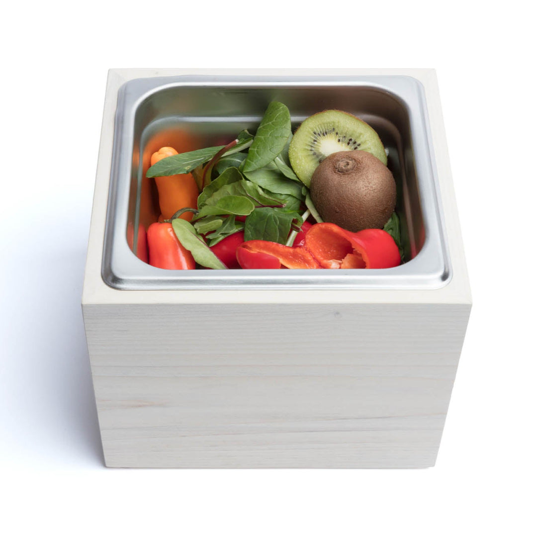 Countertop Compost Bin - Noaway© in Magnolia Wood and Stainless Steel