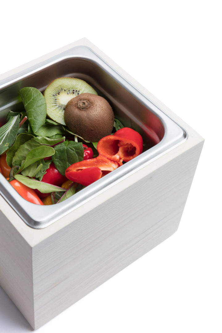 Countertop Compost Bin - Noaway© in Magnolia Wood and Stainless Steel