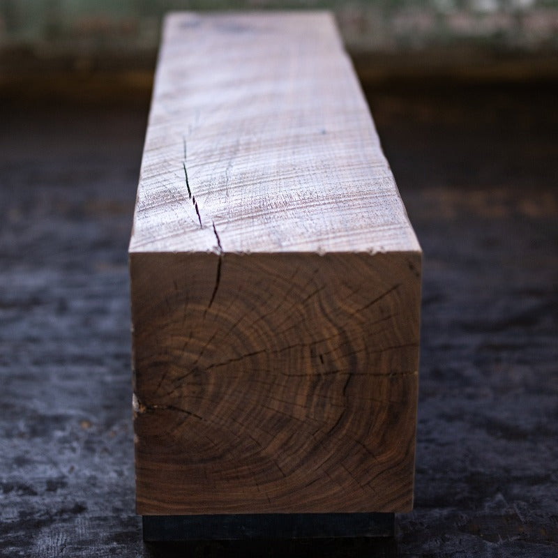 Walnut Wood Beam Bench Knife Style Steel Base | Reclaimed Solid Natura ...
