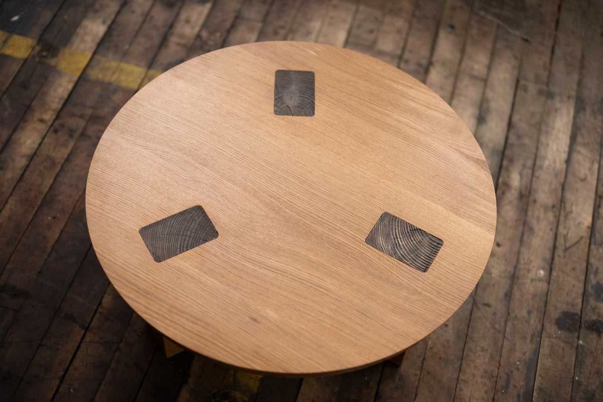 Winston Coffee Table | Round Solid Wood Coffee Table with Hand