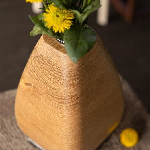 elegant Wooden vase with yellow flowers