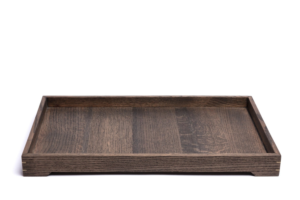 Modern Wooden Tray in walnut viewed from the side