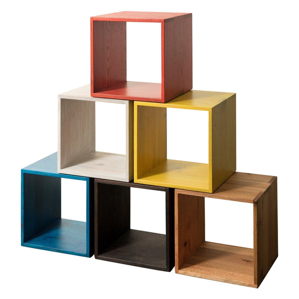 stackable wooden storage cubes