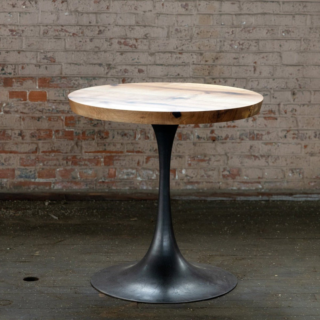 Round Pedestal Base Dining Table | Solid Wood Top Cast Iron "Amicalola" Base - Alabama Sawyer