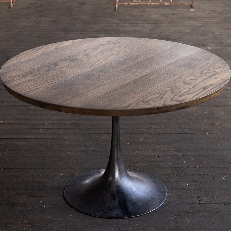 Round Pedestal Base Dining Table Reclaimed Wood Round Dining Table With Cast Iron