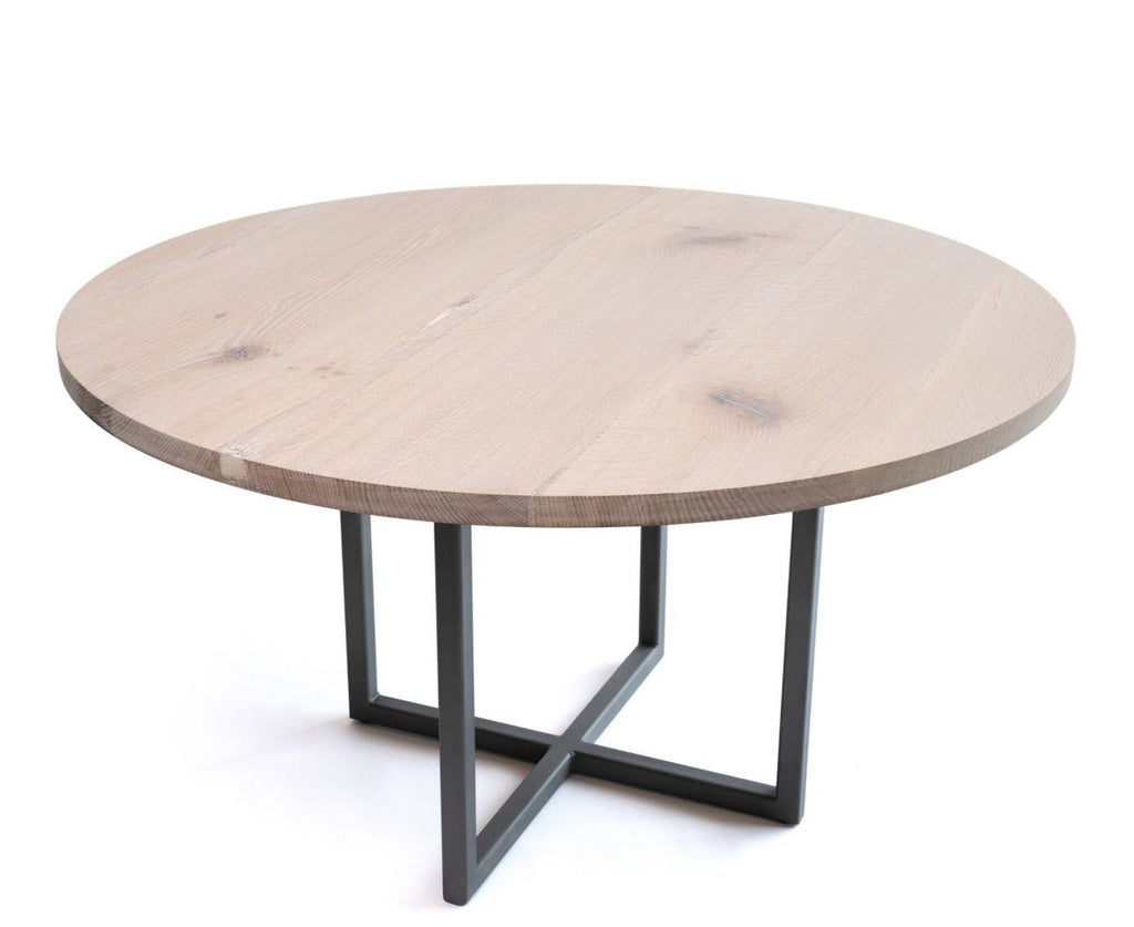 Sunrise Pedestal Base | Round Wood Dining Table with Steel Base - Alabama Sawyer