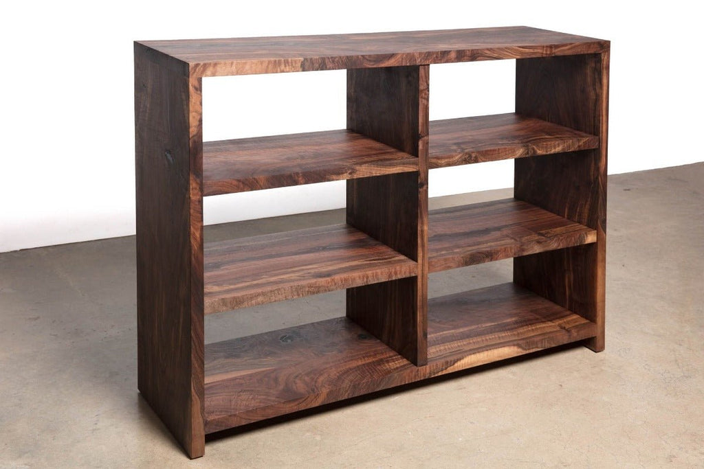 Modern Wooden Bookshelf viewed from the front.