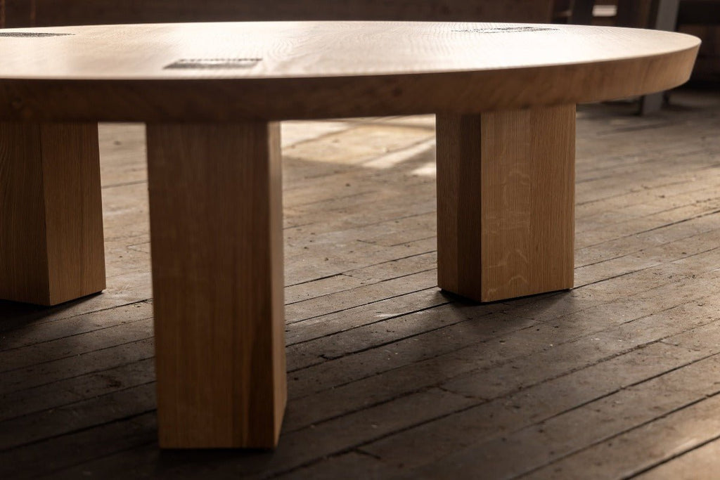 round white oak coffee table