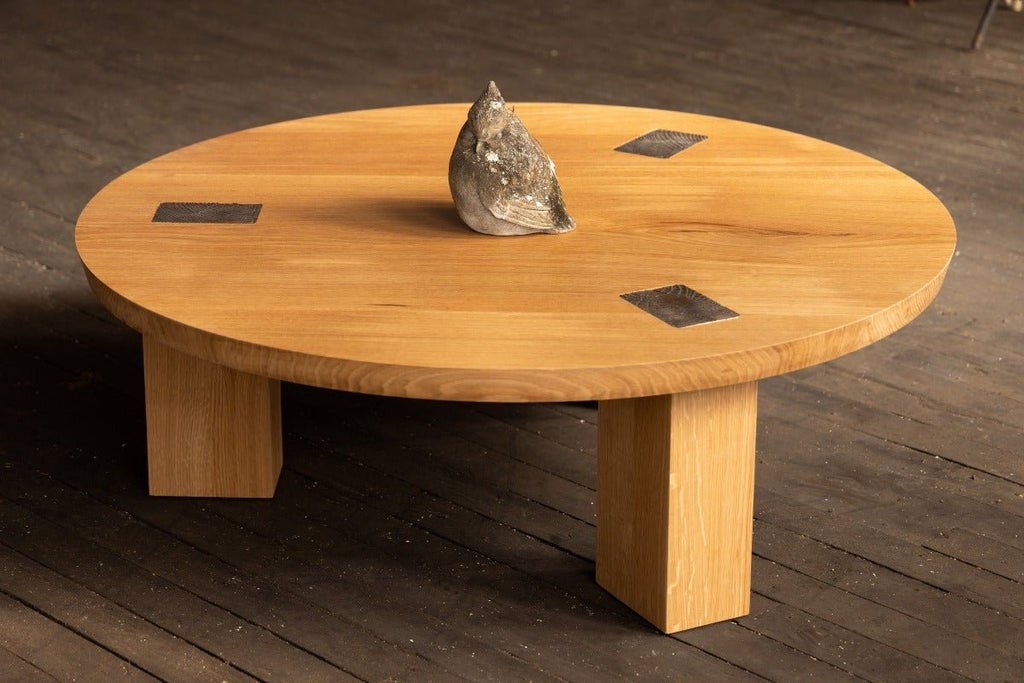 white oak coffee table round